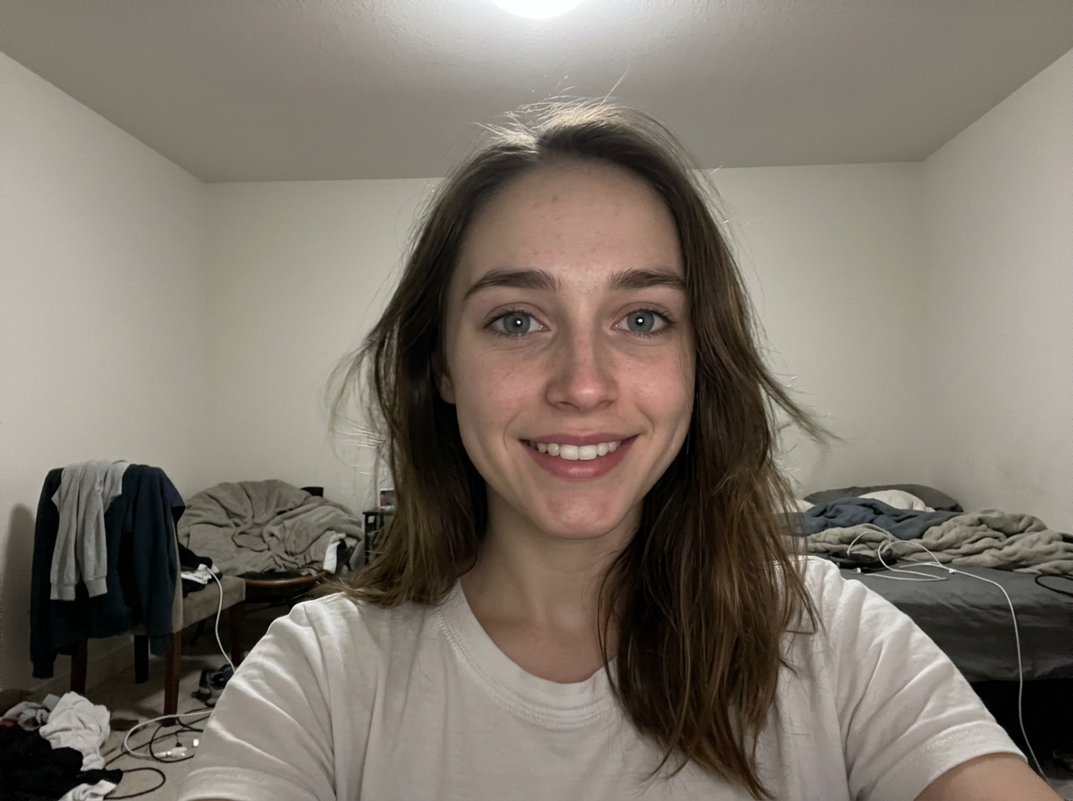 young professional woman before and after - before